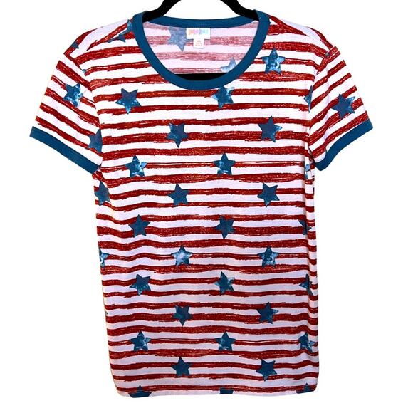 LuLaRoe Tops - LuLaRoe Fourth of July Stars and Stripes Tee Size XS